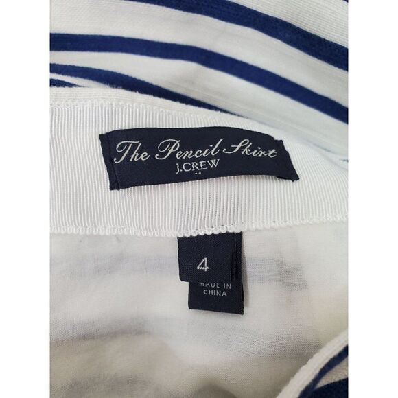 J. Crew Outlet The Pencil Skirt Nautical Striped Linen Blend Lined Navy White - Picture 4 of 11